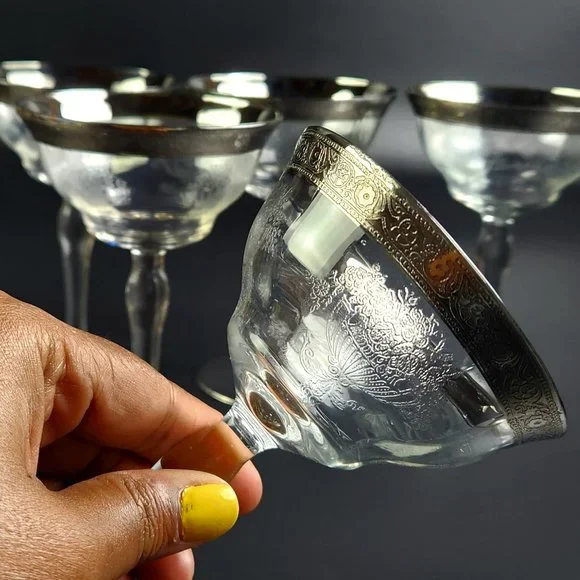 Vintage Champagne/Tall Sherbet Athens Diana Clear -TIFFIN FRANCISCAN -5